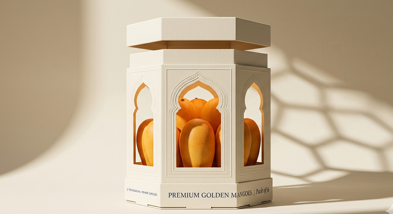 White lantern with gold accents on a beige background